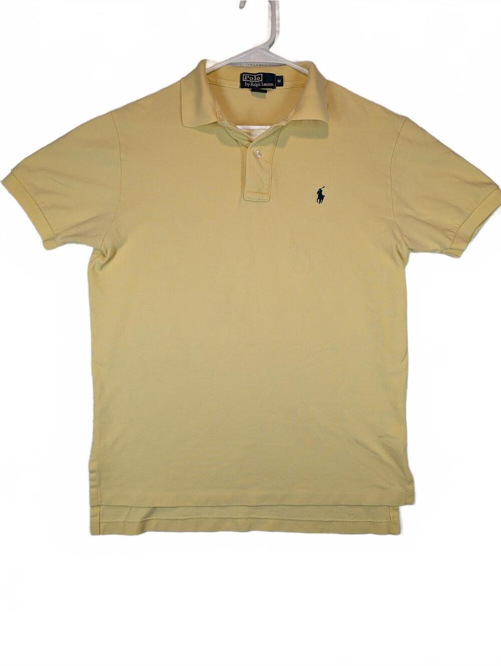 Polo Ralph Lauren Mesh Polo Shirt Pony Logo Yellow Short Sleeve Mens Medium